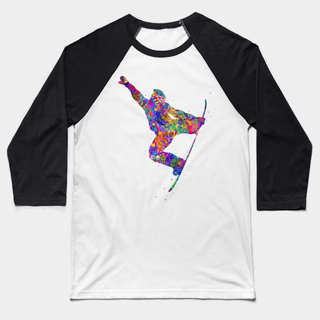 Snowboarder Baseball T-Shirt by Yahya Art